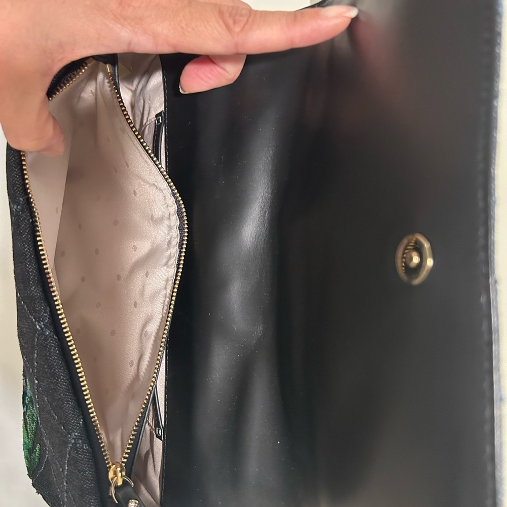 Rare hard to find Kate Spade Black Quilted Bag with Floral Sequins - Picture 6 of 16